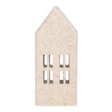 Bílá kovová dekorativní figurka domeček – 5x4x11 cm