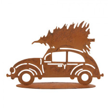 Hnědá kovová vánoční dekorace auto – 27x8x19 cm