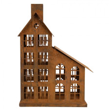 Hnědá kovová dekorativní figurka domeček – 22x11x32 cm