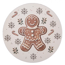 Béžový plastový servírovací talíř Classic Gingerbread Magic – 40 cm