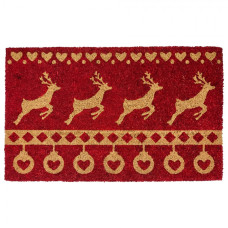 Hnědá kokosová rohožka s jelenem Nordic Christmas