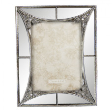 Skleněný fotorámeček se stříbrnými ornamenty – 13x18 cm