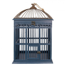 Dřevěná dekorativní klec na ptáčky s ptáčkem na víku – 40x32x60 cm