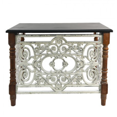 Hnědý dřevěný vintage odkládací stolek Wiatt – 101x55x79 cm