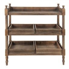 Hnědý antik odkládací stůl s vyndavacími boxy Reule – 99x44x99 cm