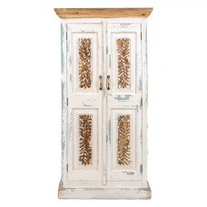 Béžovo-hnědá antik dřevěná skříň s dvířky Norice – 76x38x151 cm