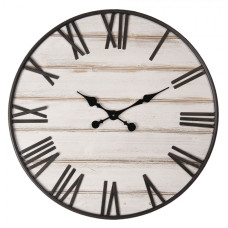 Dřevěné hodiny s římskými číslicemi a patinou Vignette – 70x5 cm