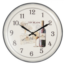 Vintage nástěnné hodiny s motivem vína Vin Blanc
