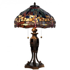 Stolní lampa Tiffany Dark dragonfly – 42x64 cm