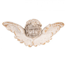 Béžová nástěnná socha hlava anděla s křídly Angel – 56x13x14 cm