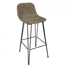 Ratanová barová stolička s kovovou podnoží Trace – 40x40x80 cm