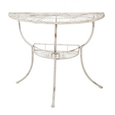Bílý kovový zdobený nástěnný stůl Beau – 90x48x76 cm