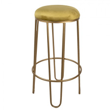 Zlatá kovová barová židle se zlatým sedákem – 41x74 cm