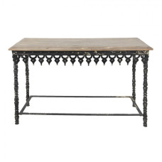 Černý antik kovový konzolový stůl s dřevěnou deskou Mien – 121x45x81 cm