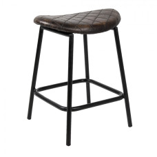 Kovová stolička s koženým sedákem Rik – 35x39x50 cm