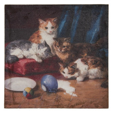 Obraz na jutě s kočkami – 40x2x40 cm