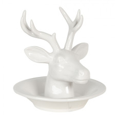Bílá keramická miska s hlavou jelena – 23x23x23 cm