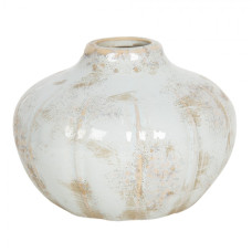 Pastelově modrá keramická váza s patinou – 14x11 cm