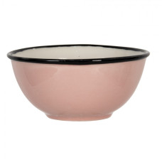Růžová keramická miska s černou linkou Madolen – 300 ml