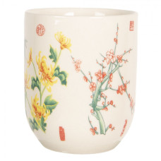 Porcelánový kalíšek na čaj s japonskými květy – 100 ml