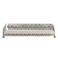 Stříbrný kovový obdélníkový tácek Silver – 20x10x3 cm
