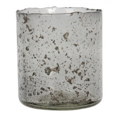 Šedý skleněný svícen na čajovou svíčku Jef – 10x12 cm
