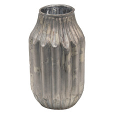 Béžovo-šedá antik dekorační skleněná váza – 5x6x14 cm