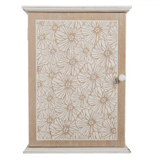 Dřevěná skříňka na klíče s květinami Ambroos – 20x7x27 cm