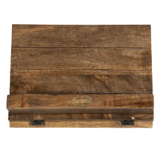 Hnědý dřevěný stojan na kuchařku Recipes – 34x10x24 cm