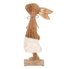 Dřevěná dekorace socha králíčka na podstavci – 18x6x40 cm