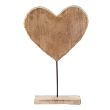 Dřevěná dekorace srdce na podstavci Heart wood – 35x10x54 cm