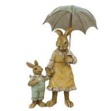 Dekorace dvou králíků pod deštníkem – 9x4x13 cm
