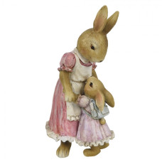 Dekorace králičí maminky v šatech s holčičkou – 9x8x17 cm