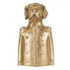Zlatá soška psa ve vojenské uniformě – 8x6x15 cm