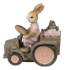 Dekorace králíček s kuřátkem na traktoru – 13x7x12 cm
