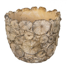Šedý zdobený květináč M – 14x13 cm
