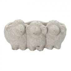 Šedý květináč s  ovcemi – 26x20x12 cm