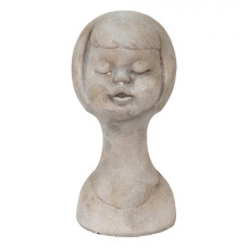 Šedá cementová dekorace busta dívky – 12x11x24 cm