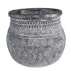 Granitový antik cementový obal na květináč se zdobením – 32x29 cm