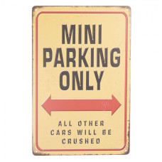 Barevná kovová cedule MINI PARKING ONLY s patinou – 20x1x30 cm