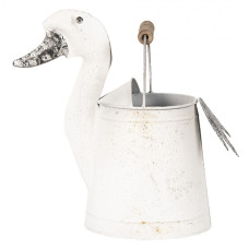 Bílá plechová dekorační konev kachna Duck- 31*16*27 cm – 31x16x27 cm