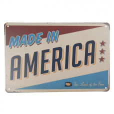 Středně velká kovová barevná cedule MADE IN AMERICA- 30*20 cm – 30x1x20 cm