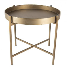 Zlatý kovový kulatý odkládací stolek – 52x40 cm
