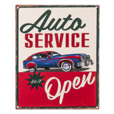 Nástěnná kovová cedule Auto Service Open – 20x1x25 cm