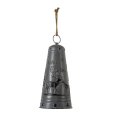 Tmavě šedý kovový zvonek Merry Christmas – 19x40 cm