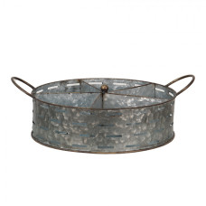 Dekorativní plechový zinkový box s 5-ti přihrádkami a uchy Rosa – 43x34x15 cm