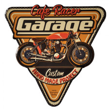 Kovová nástěnná cedule Cafe Racer Garage – 40x1x40 cm