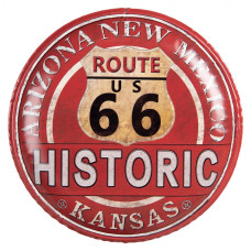 Červená nástěnná kovová cedule na zeď Route 66 – 35x2 cm