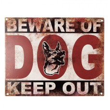 Nástěnná kovová cedule Beware of dog – 25x1x20 cm