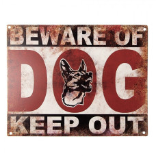 Nástěnná kovová cedule Beware of dog – 25x1x20 cm